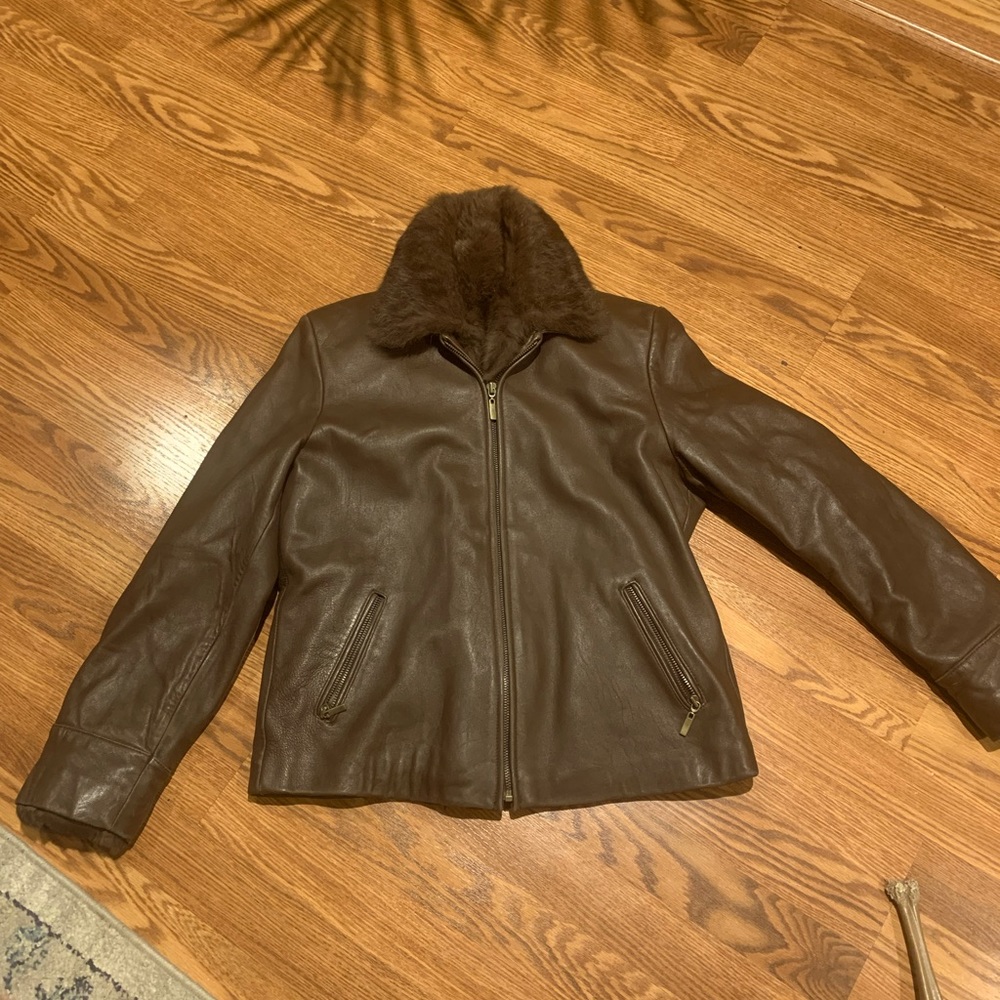 Wilson’s leather pelle studio rabbit fur/leather coat